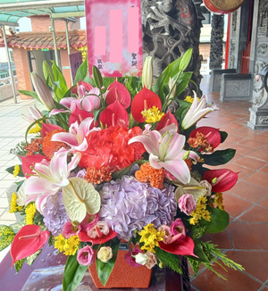(桑妮亞花坊) 祭祀拜拜盆花  媽祖娘娘 註生娘娘 玉皇大帝 五路財神  土地公 各方神明  龍山寺 保安宮 行天宮  敬神  許願還願