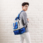 SOLIS 夏日呢喃系列拼接束口包-煙燻藍, , large