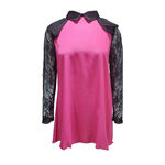 Lizzy桃粉蕾絲拼接上衣, , large