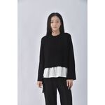 (L) mila owen圓領厚磅黑色長袖上衣二手衣, , large