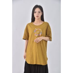 (L) villa rosa韓牌質感圓領黃色短袖上衣二手衣