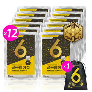lifeso | 6D蜂王乳黃金超導面膜 (12入組)	
