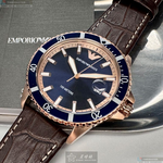 [星晴錶業]ARMANI手錶,42mm,AR00047寶藍色錶面玫瑰金錶殼咖啡色真皮皮革錶帶款, , large