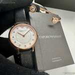[星晴錶業]ARMANI手錶,30mm,AR00065貝母錶面玫瑰金錶殼深黑色真皮皮革錶帶款, , large