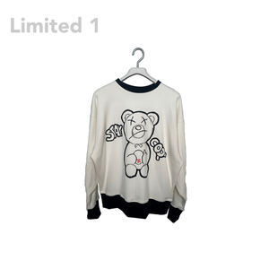 Black and white contrast hand-painted university T white