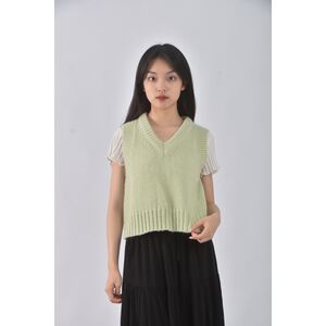 (S) standing質感背心綠色上衣二手衣