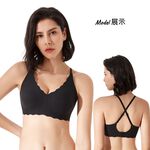 【A&R】 舒適無痕小浪花細肩帶內衣 二入組 甜蜜粉+天空藍, , large