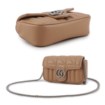 GUCCI GG Marmont 交叉縫線皮革翻蓋肩背/斜背鏈包(mini款)/裸粉色, , large