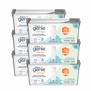 【倆寶貝精品館】加拿大Diaper Genie 不鏽鋼EZ雙重鎖臭尿布處理器 專用易撕袋補充盒ｘ6入
