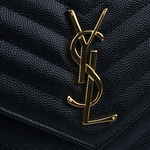 YSL V紋荔枝皮金色LOGO WOC 斜背包/黑色, , large