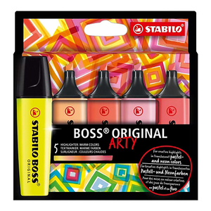 STABILO 德國 思筆樂 BOSS ORIGINAL ARTY 波士經典螢光筆  5色暖色系組/盒 ST70/5-02-1-20
