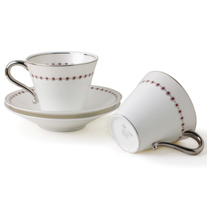 [豐名日本餐具] 咖啡對杯組 珍珠盤紅點圈 M-STYLE / C00CS2-25