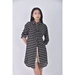 (S) iroo質感條紋黑色洋裝二手衣, , large