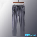 大尺碼-鬆緊帶 排汗 平口 冰絲長褲-黑/灰-0204160, , large
