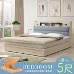 【Homelike】喜家居雙人5尺附USB掀床組(2502), , large