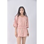 (S) 質感V領兩件式粉色套裝二手衣, , large