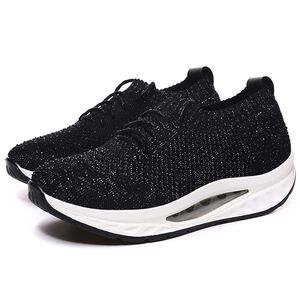 HANG TEN專利足弓氣墊鞋 女鞋 休閒鞋 保庇天后 王彩樺代言 針織 彈力 美腿 水鑽 透氣 排濕 減壓鞋墊 曜黑,  HANG TEN專利足弓氣墊鞋 女鞋 休閒鞋 保庇天后 王彩樺代言 針織 彈力 美腿 水鑽 透氣 排濕 減壓鞋墊 曜黑