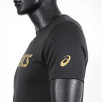 Asics 男女 短袖 T恤 運動 透氣 吸濕 快乾 抗UV 台灣製 延續 黑金 [K31415-90A], , large