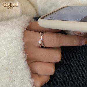 【Gulicc】古莉可 戒指 簡約雙層設計珍珠食指戒 尾戒