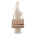 TORY BURCH Kira 縫線設計翻蓋肩背/斜背鍊包/沙色, , large