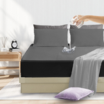 【寢室安居】護理級銀離子100%防水防蹣抗菌透氣保潔枕套-1對-深灰, , large