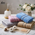 [Kaimei Cotton] 12-Pack Random Colors - MIT 16-Taels Pure Cotton Kids' Towel with Satin Header & Double Black Stripes, , large