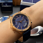 [星晴錶業]MASERATI手錶,46mm,R8871627002寶藍色錶面玫瑰金錶殼寶藍真皮皮革錶帶款, , large