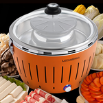 【德國 LotusGrill】桌上型無煙木炭烤肉爐+燒烤火鍋塔+玻璃蓋 加贈5KG無煙炭精 (型號G340), , large