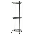  【Y HOUSE】60x45x210cm three-layer double-pole wavy wardrobe/painted shelf/clothes hanger/Tiltlis rack - black, , large