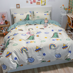 【Betrise】Betrise Dinosaur Planet | Environmentally friendly printing and dyeing anti-mite and antibacterial 100% combed cotton dual-purpose quilt and bed sheet set - Large size, , large