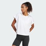 Adidas Studio T-shirt 女 T恤 運動 休閒 訓練 圓領 柔軟 白 [IS2978], , large