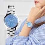 Relax Time RT-111 生命之花 花窗格紋時尚女錶 手錶 藍x銀 RT-111-2, , large