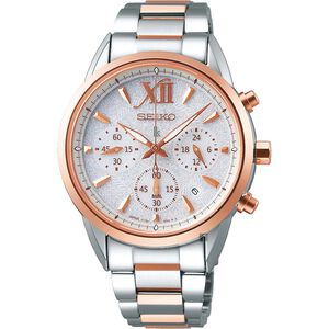 SEIKO 精工 LUKIA 冬雪太陽能計時女錶-雙色版 V175-0EW0KS(SSC828J1)