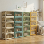 【AOTTO】35L升級加厚款五開門可疊加折疊收納箱-綠色5入(AL-245GN), , large