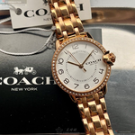 [星晴錶業]COACH手錶,28mm,CH00133白色錶面玫瑰金錶殼玫瑰金色精鋼錶帶款, , large
