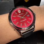 [星晴錶業]FERRARI手錶,46mm,FE00081紅色錶面銀錶殼深黑色真皮皮革錶帶款, , large