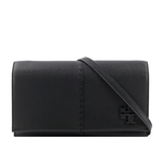 TORY BURCH McGRAW 鵝卵石皮革皮夾式斜背包/黑色, , large