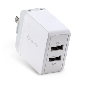 [RONEVER] 2.4A USB雙孔電源供應器 DE017 白