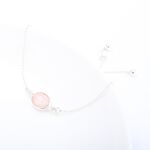 【Angel & Me】橢圓 粉晶 rose quartz 純銀 簡約 手鍊 生日 週年 情人節 禮物, , large