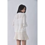 (S) mercci22拼接棉領白色襯衫上衣二手衣, , large