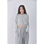 (F) 連帽落肩藍色外套二手衣, , large