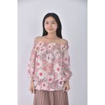 (S) 質感紡紗粉色短袖上衣二手衣, , large