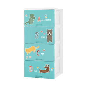 好室喵KD動物字母四層櫃(無輪)-藍<DIY組裝商品>