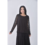 (M) easy zone質感圓領黑色長袖上衣二手衣, , large