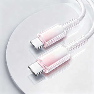 [Lele] PD60W Ice Crystal Head Colorful Braided Fast Charging Cable C to C 1M Gray White Pink