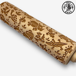 【SOLO Vintage】Animals of Africa Rolling Pin 43CM Embossed Natural European Wood Made in Poland, , large