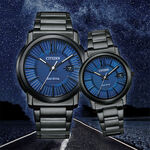 CITIZEN 星辰 光動能簡約大三針手錶-海軍藍/42mm AW1217-83L, , large