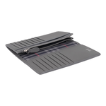 BURBERRY 銀字Logo粒紋牛皮16卡對開二折長夾(煤灰色), , large