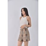 (M) cotton field高腰質感格紋棕色短褲二手衣, , large