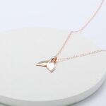 Whale tail s925 sterling silver 18k Rose Gold plated necklace Valentine Day gift, , large